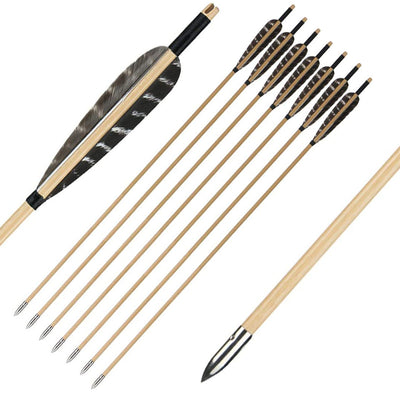 TopArchery 66" Traditional English Longbow 30-50lbs Bow and 6x Wood Arrow Set Hunting Outdoor Practice