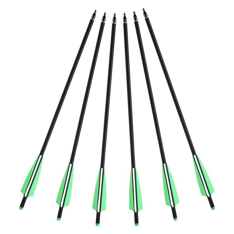 12x 18" OD 8.8mm ID 7.6mm Mixed Carbon Crossbow Arrows Green White 4" Vanes Replaceable Target Tips