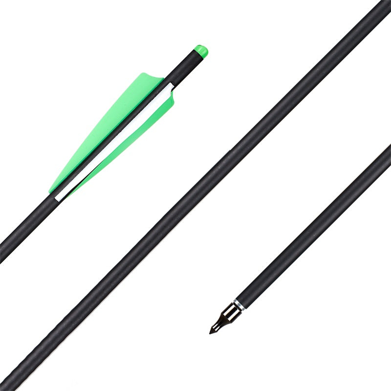 12x 18" OD 8.8mm ID 7.6mm Mixed Carbon Crossbow Arrows Green White 4" Vanes Replaceable Target Tips