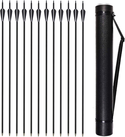 HuntingDoor Archery 30" 12 Pcs Carbon Arrow Set with Arrow Quiver for Compound & Recurve Bow