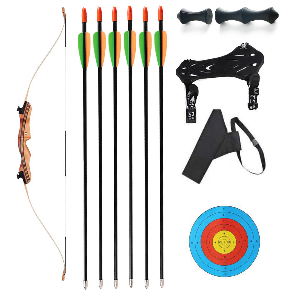 48" Mohegan Takedown Laminated Archery Bow Arrows Quiver Armguard Kit for Kids Children