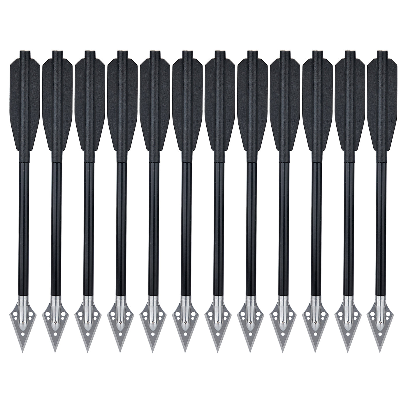 12x 6.5" Archery Aluminum Crossbow Bolts Black Shafts Vanes with Replaceable Broadheads for Hunting