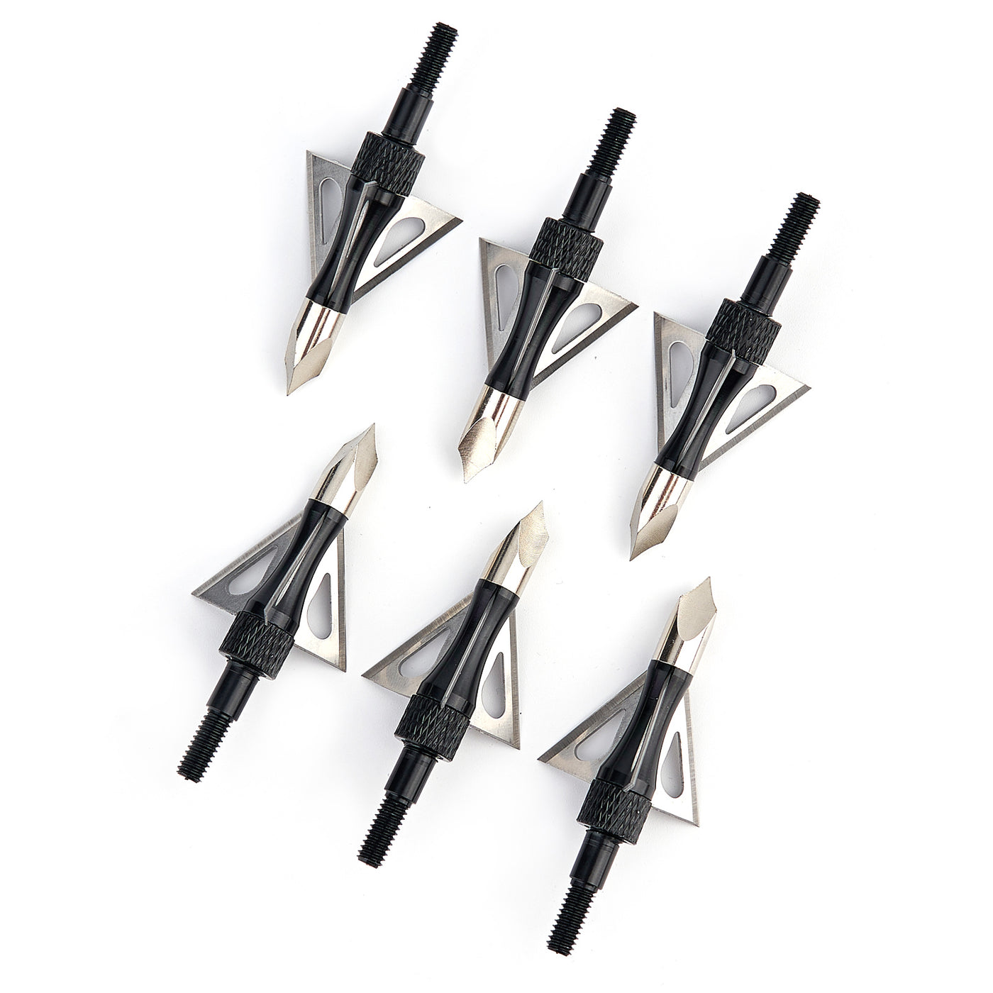12x 100-grain Archery Black/Silver Screw-in Broadheads with Alloy Box For Hunting