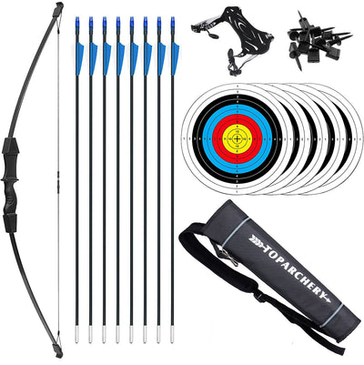 15lbs Archery Takedown Bow and 6x OD 6mm Arrows Set for Kids Teens Youth Hunting Target