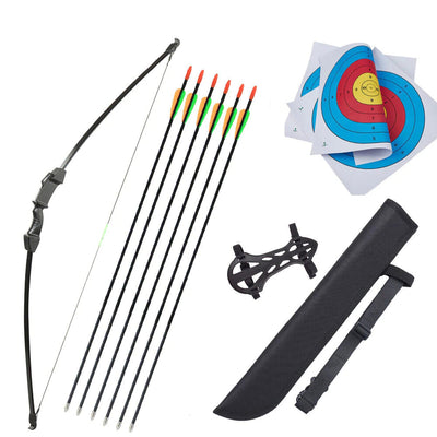 15lbs Archery Takedown Recurve Bow and 6x Arrows Set for Kids Garden Games Target Practice