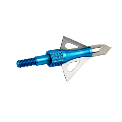 12x 100-grain Blue/Silver Screw-in Archery Broadheads with Alloy Box For Hunting