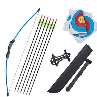 15lbs Archery Takedown Recurve Bow and 6x Arrows Set for Kids Garden Games Target Practice