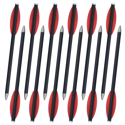 12x 6.5" Carbon Crossbow Bolts 50-80lbs Pistol Archery Shooting Steel Tips Red Vaned
