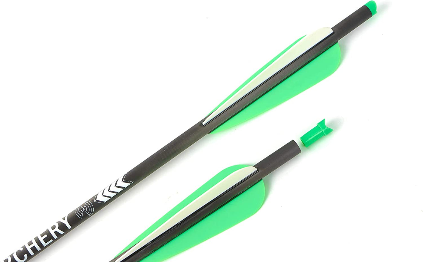 TopArchery 6x 20" Carbon Crossbow Bolts Arrows Archery Bolts Arrows with 4 inch Fletching and Replaced Arrowheads Tips