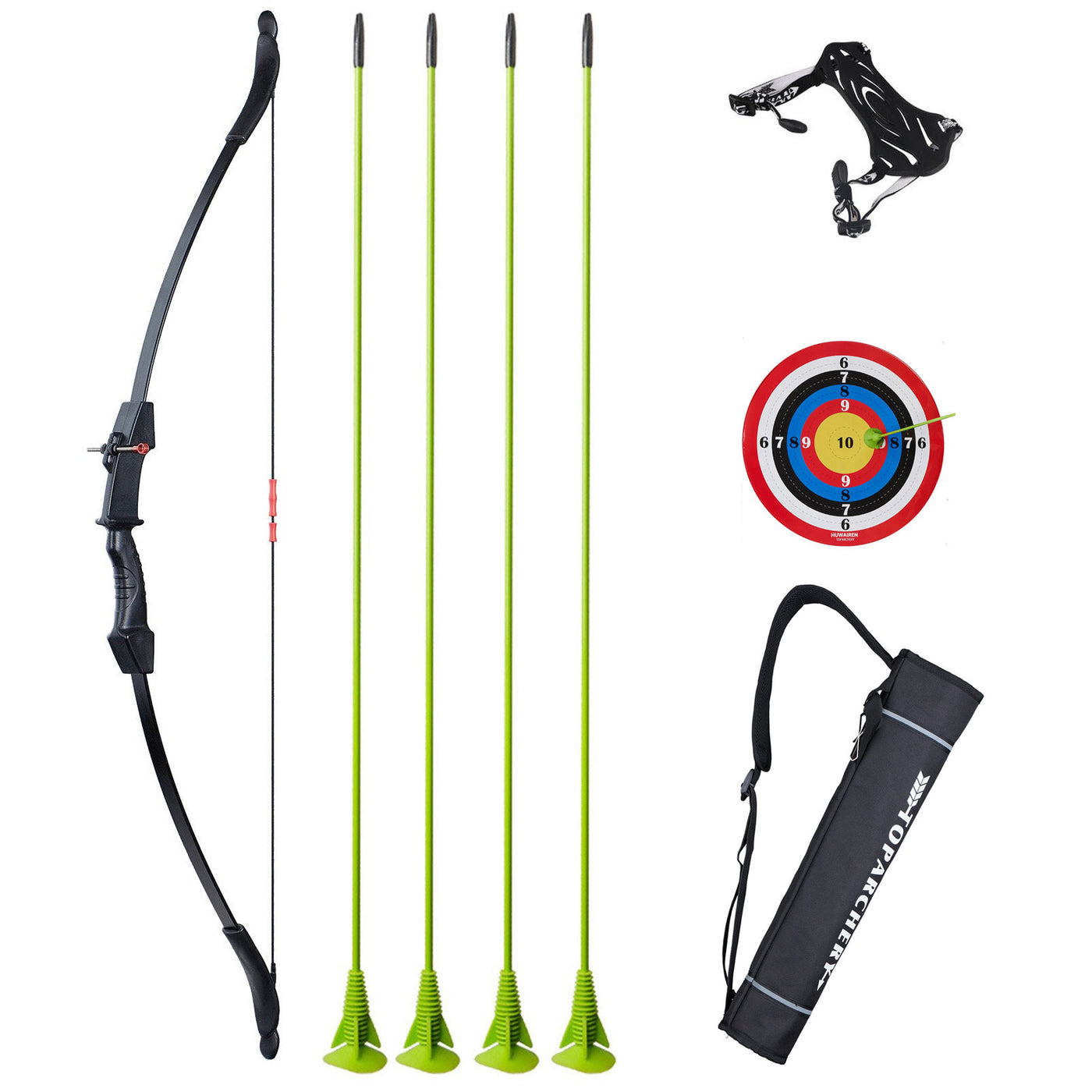 10-13lbs Kids Takedown Recurve Archery Bow 4x Sucker Arrows Quiver