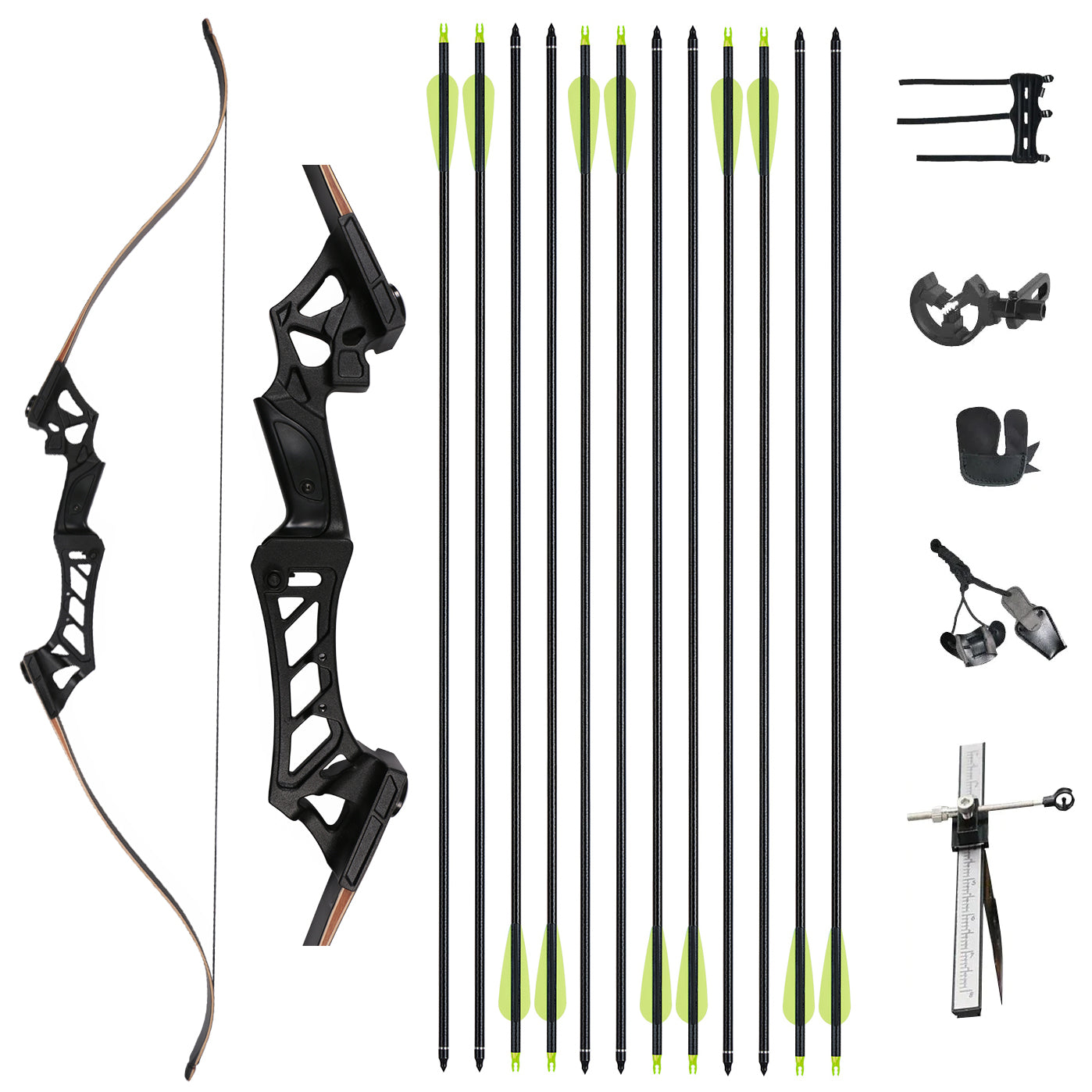 60" 30lbs Takedown Recurve Bow Arrow Set Practice Hunting Shooting Outdoor Aluminum Alloy Riser for Adults