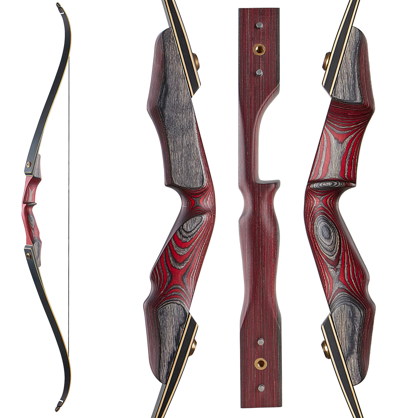 59" Laminated Takedown Recurve Bow Energy Wood Red-gray Riser 50lbs