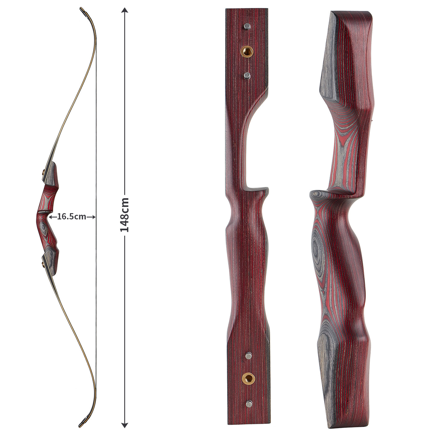 59" Laminated Takedown Recurve Bow Energy Wood Red-gray Riser 50lbs