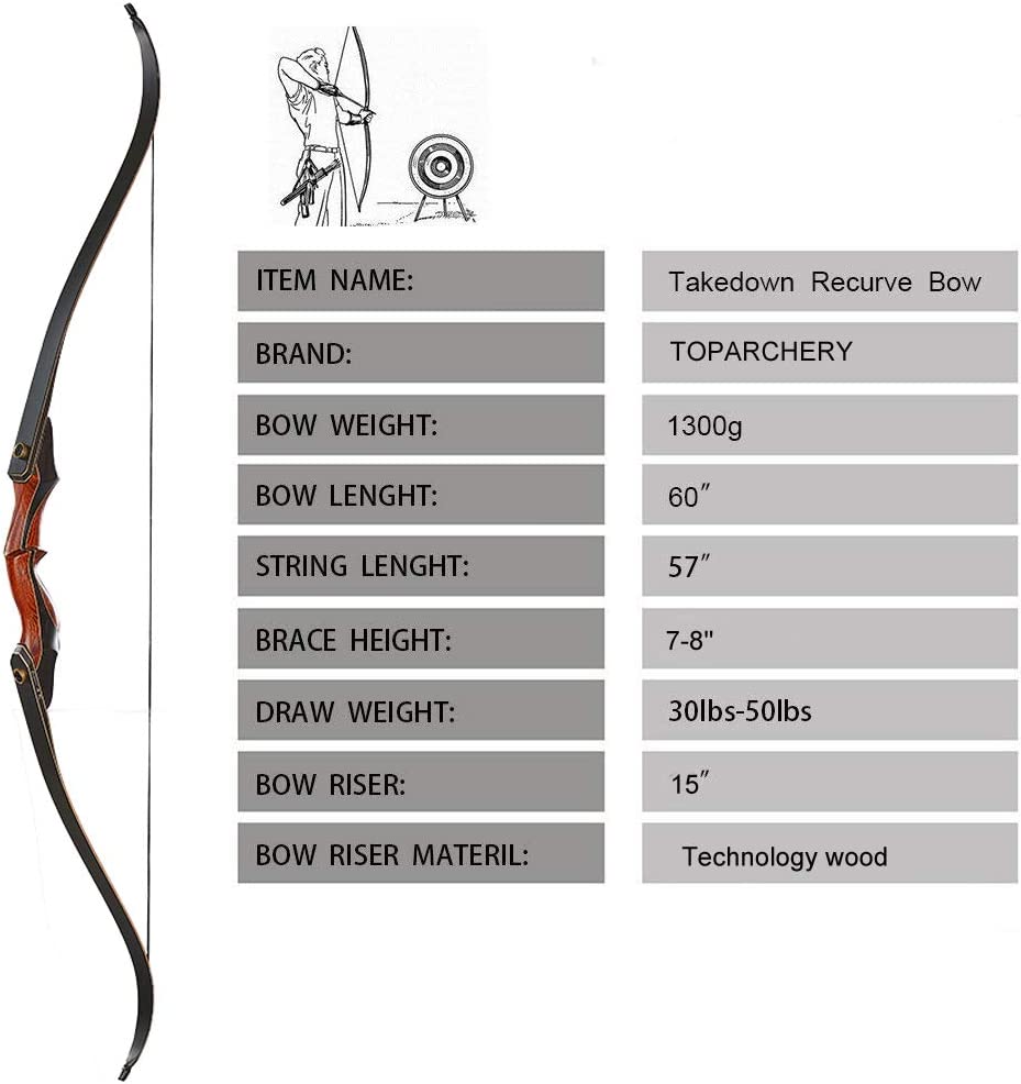 60" Laminated 25-50lbs Takedown Recurve Bow Red Riser Armguard Finger Tab Limb Saver Arrow Rest Stringer Wax