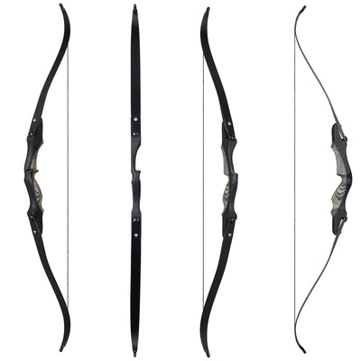 62" TopArchery ILF Wood Laminated Takedown Recurve Archery Bow Hunting Practice 25-50lbs