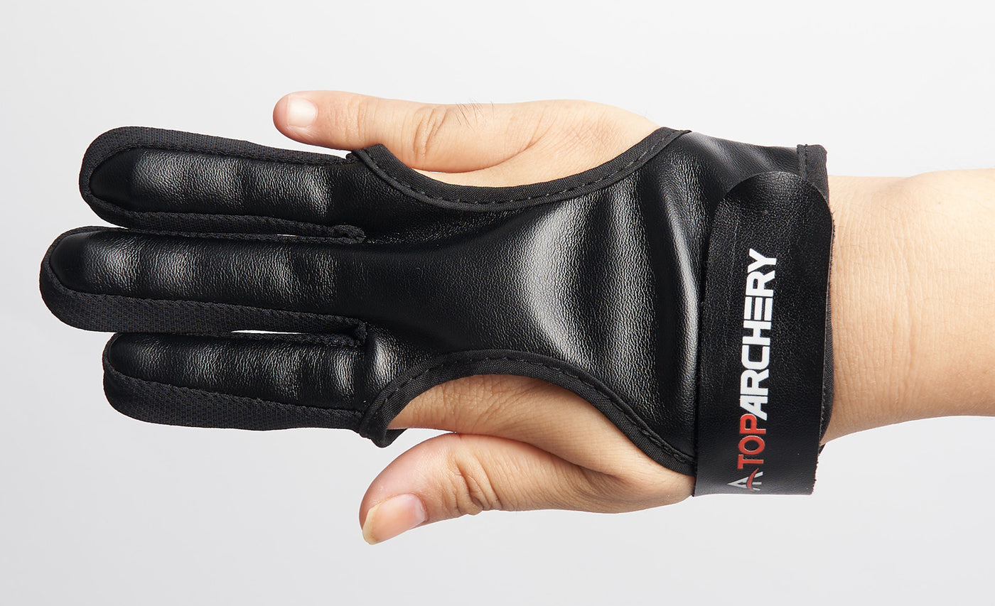 TopArchery Dark Shadow S/M/L/XL Size Black Finger Tab Glove PU Leather Archery Hunting Practice