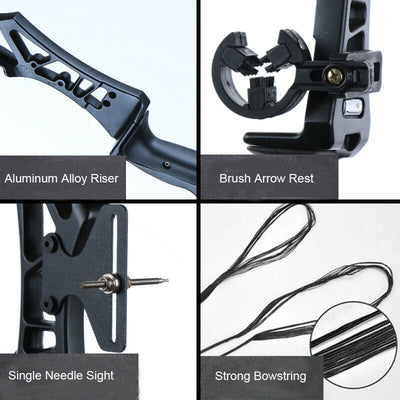 TopArchery 20/30/40/55lbs Black Takedown Archery Recurve Bow with Sight Arrow Rest Bowstring Stabilizer Finger Tab
