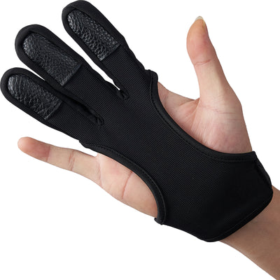 Archery Hand Glove 3-Finger Tab Fabric PU Leather