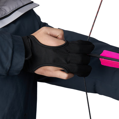 Archery Hand Glove 3-Finger Tab Fabric PU Leather