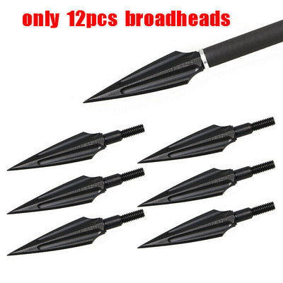 12x Archery 31" Carbon Arrows Practice & 12x Hunting Blood-Slot Tapered Arrowheads for Recurve Compound Bow