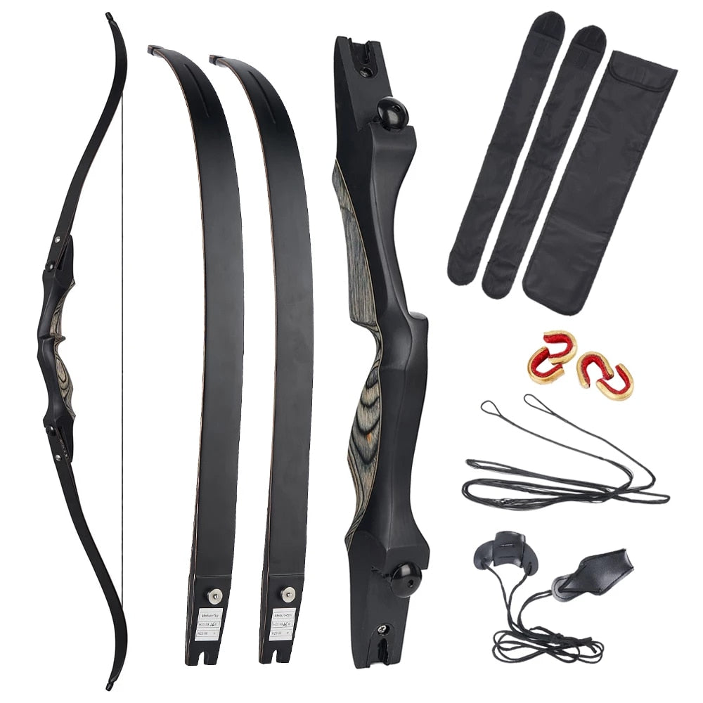 62" TopArchery ILF Wood Laminated Takedown Recurve Archery Bow Hunting Practice 25-50lbs