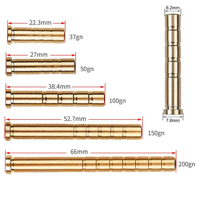 12x Archery Brass Arrow Point Insert For Carbon Arrows