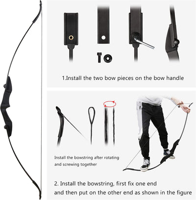 57" Ambidextrous Takedown Recurve Bow with 12x Carbon Arrows Finger Savers Recreational Camping Hiking