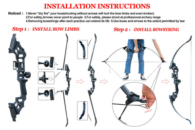 20-55lb Archery Takedown Recurve Bow Kit 51" Right Hand Adult 12x Arrows Hunting TopArchery Flying Eagle