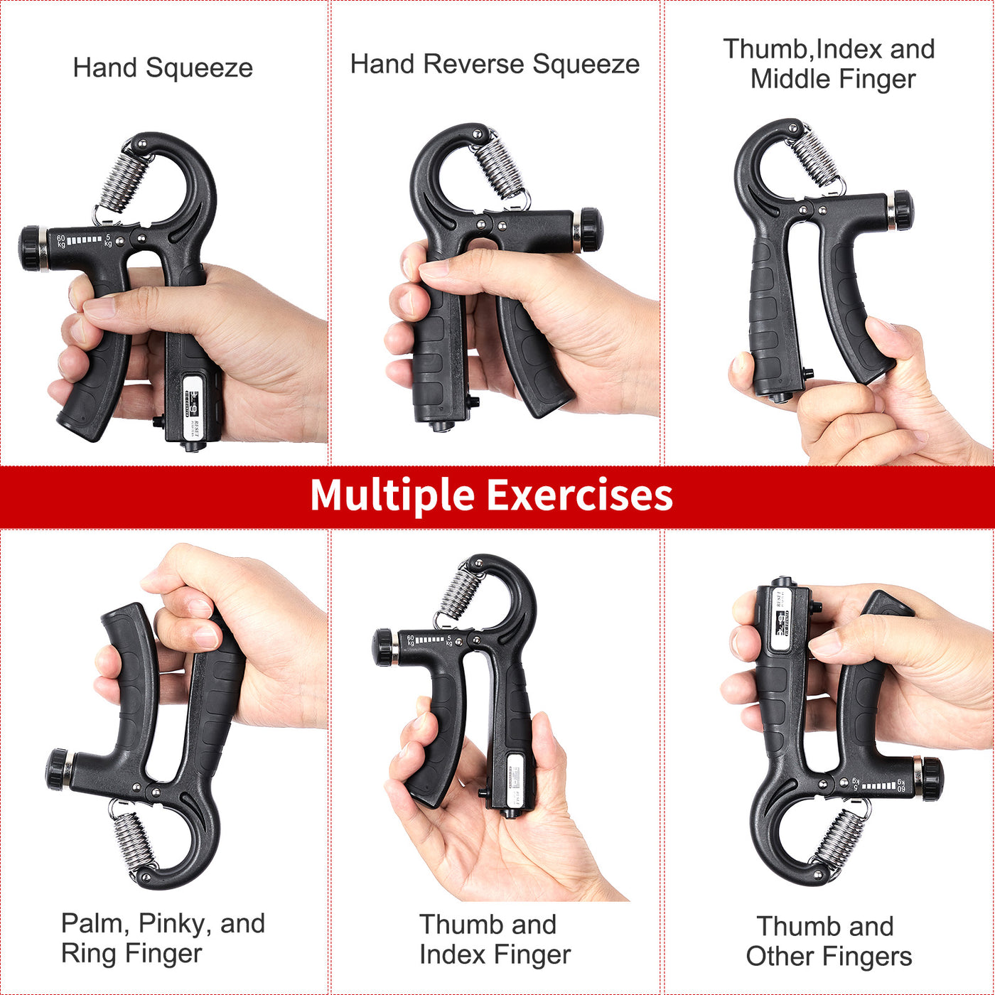 Hand Grip Strengthener Trainer 11-132 Lbs Adjustable Resistance Forearm Exerciser For Athletes Muscle Recover