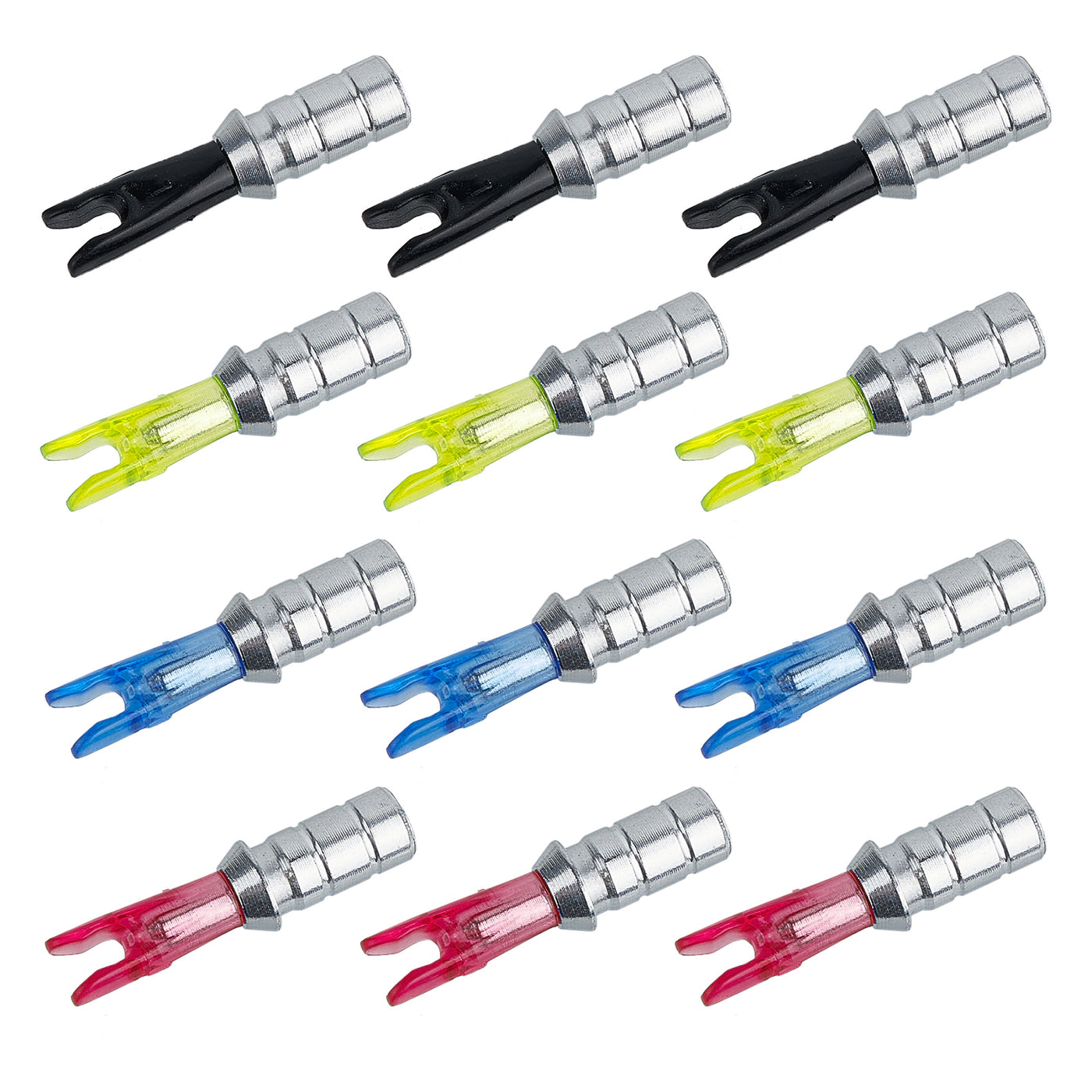 12x Pin Nocks With 12x Bushing Adapters For Archery