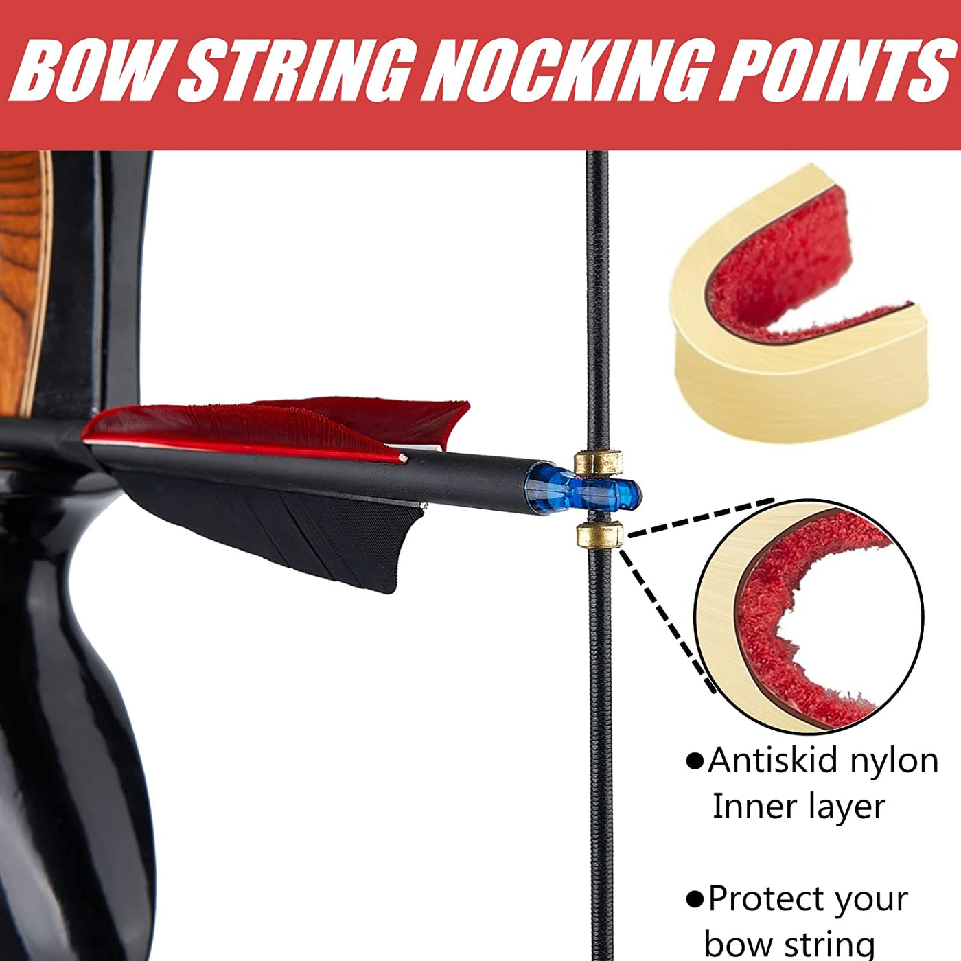 50pcs Archery Bow String Nock Points Brass Nocking Buckle Clips