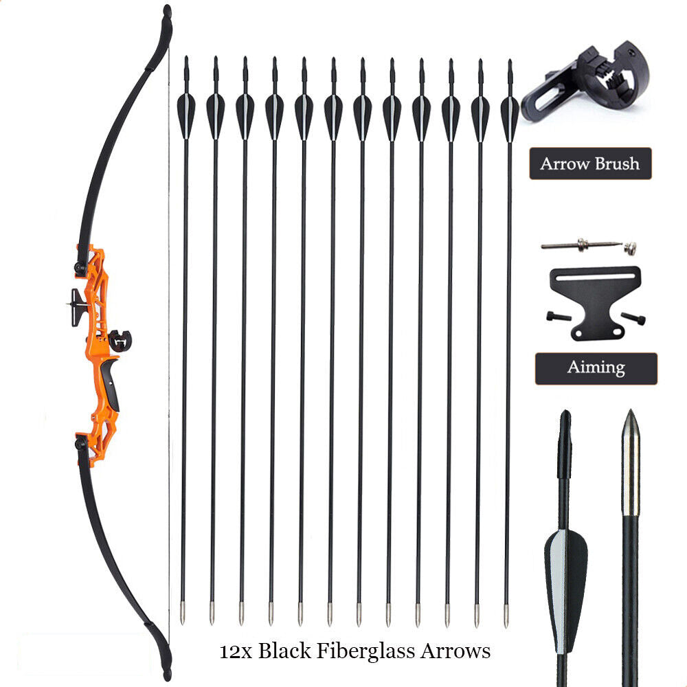 54" TopArchery Flying Eagle Takedown Recurve RH Bow 12x Arrows Archery Hunting Target 20-55lbs