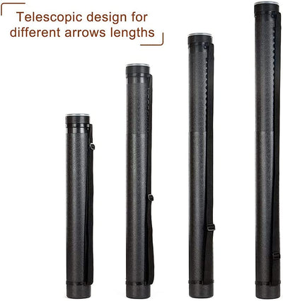 Huntingdoor Archery Arrow Tubes Telescopic Holder Back Quiver Case Carrier Adjustable Shoulder Strap Belt with Rack 2 EVA Foam Separator