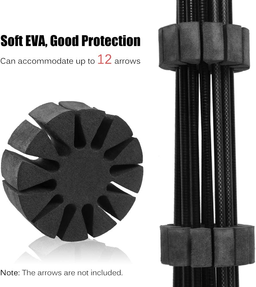 Huntingdoor Archery Arrow Tubes Telescopic Holder Back Quiver Case Carrier Adjustable Shoulder Strap Belt with Rack 2 EVA Foam Separator