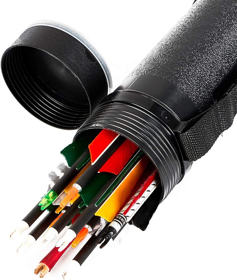 Huntingdoor Archery Arrow Tubes Telescopic Holder Back Quiver Case Carrier Adjustable Shoulder Strap Belt with Rack 2 EVA Foam Separator