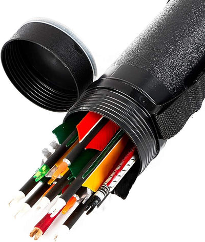 Huntingdoor Archery Arrow Tubes Telescopic Holder Back Quiver Case Carrier Adjustable Shoulder Strap Belt with Rack 2 EVA Foam Separator