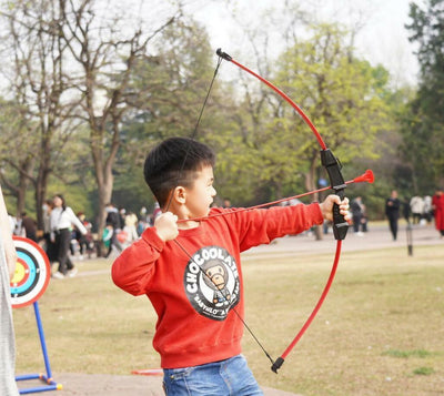 Kids Takedown Black/Blue/Red Archery Bow with 4 Sucker Arrows String Sight Finger Saver 10-13lbs