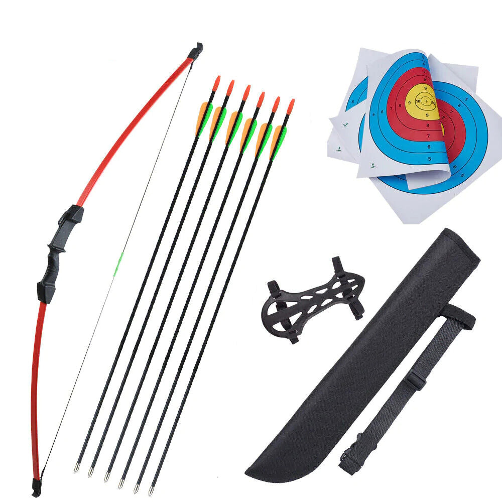 15lbs Archery Takedown Recurve Bow and 6x Arrows Set for Kids Garden Games Target Practice