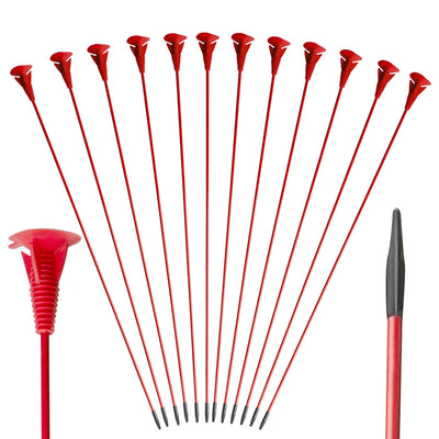 12x 25" Red Kids Fixed Sucker Arrowheads Fiberglass Game Archery Arrows Over Nocks