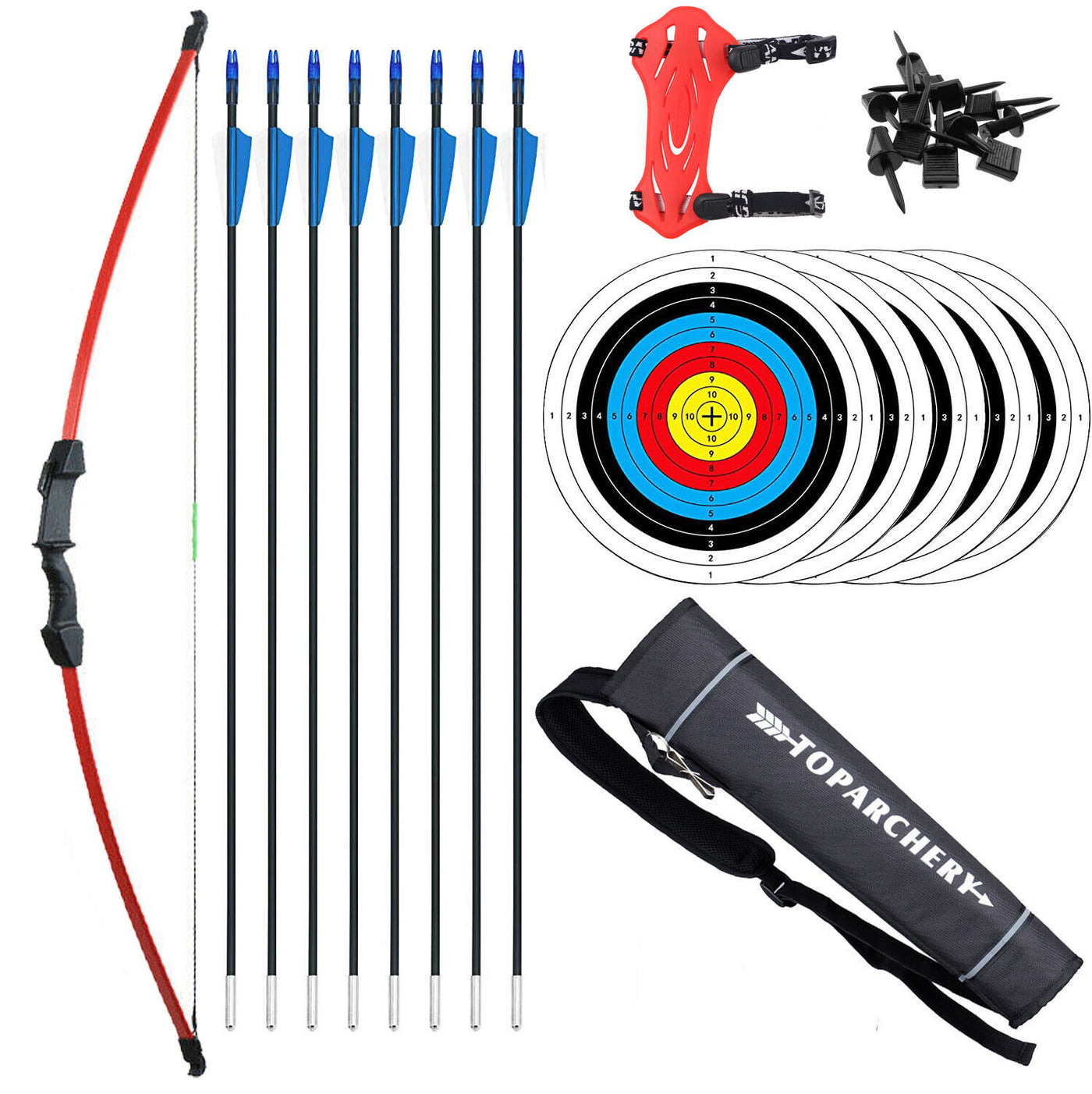 15lbs Archery Takedown Bow and 6x OD 6mm Arrows Set for Kids Teens Youth Hunting Target