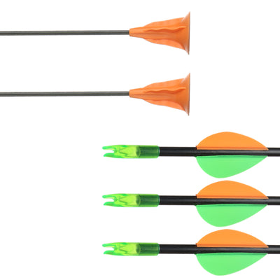 6x 23" Black Orange Kids Sucker Arrows Fiberglass Game Archery
