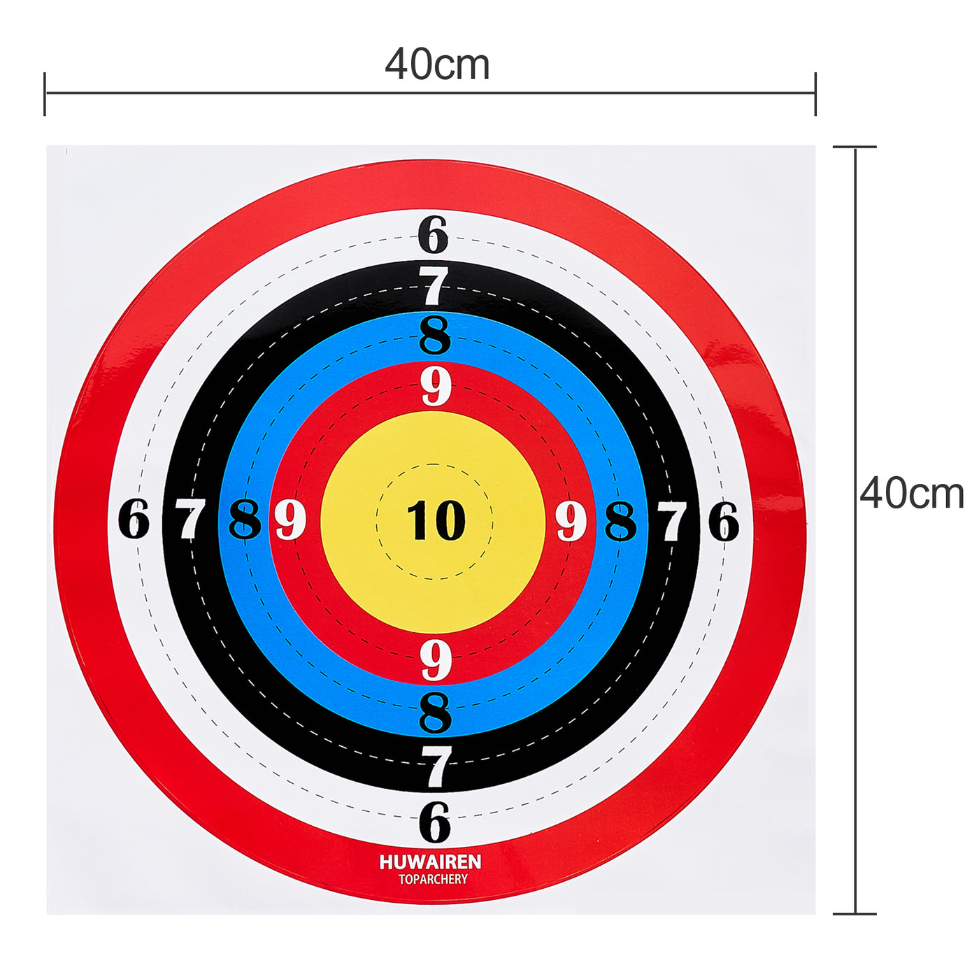 12x TopArchery 40x40cm Adhesive Archery Target Paper Faces Colorful Concentric Circles for Sucker Arrowheads