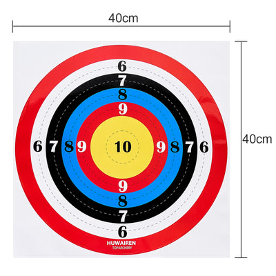 12x TopArchery 40x40cm Adhesive Archery Target Paper Faces Colorful Concentric Circles for Sucker Arrowheads